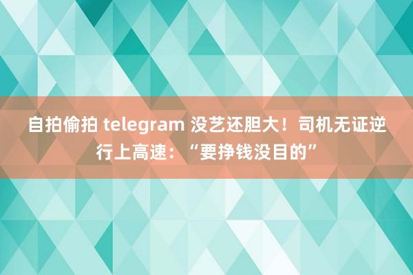 自拍偷拍 telegram 没艺还胆大！司机无证逆行上高速：“要挣钱没目的”