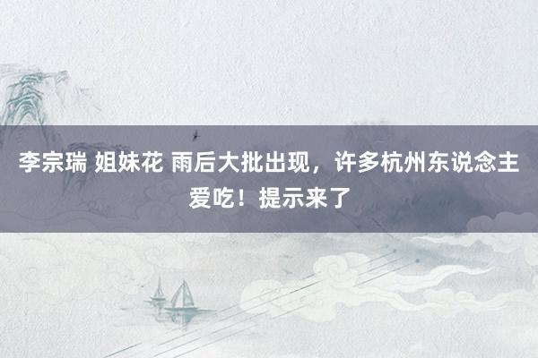 李宗瑞 姐妹花 雨后大批出现，许多杭州东说念主爱吃！提示来了